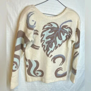 VINTAGE Outlander Sweater Womens Medium Cream Wool/Angora Blend Damaged See Pic